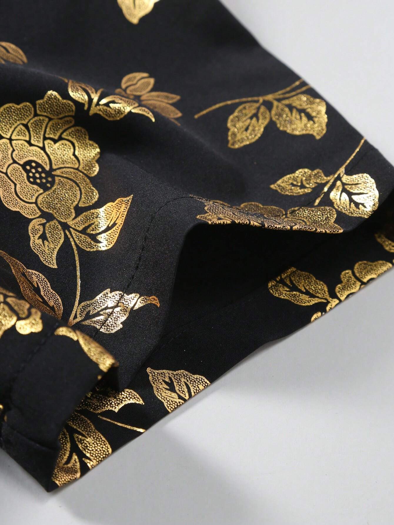 Men's Gold Floral Print Shirt Relaxed Printed Casualwear