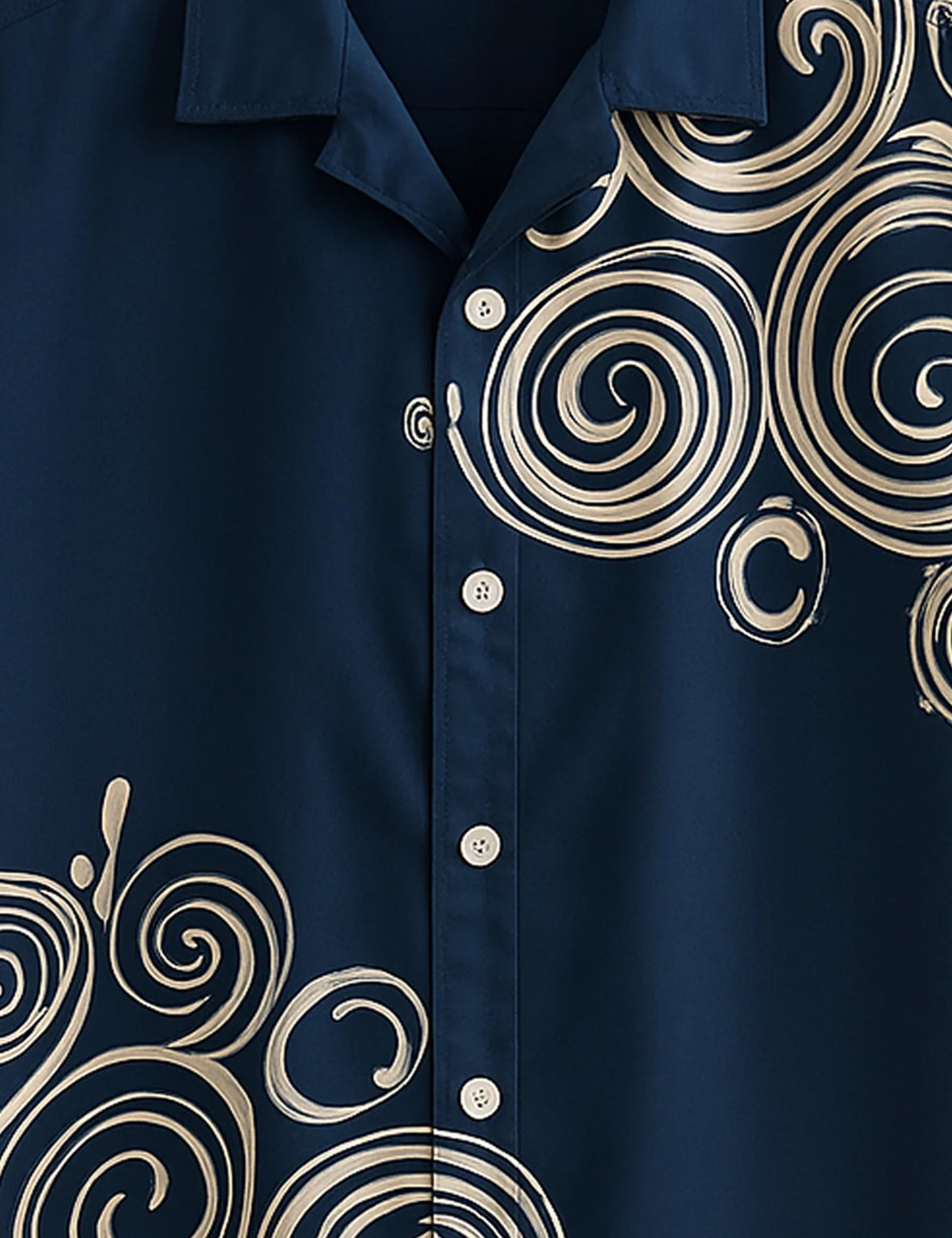 Men's Navy Blue Swirl Pattern - Printed Half Sleeve Shirt