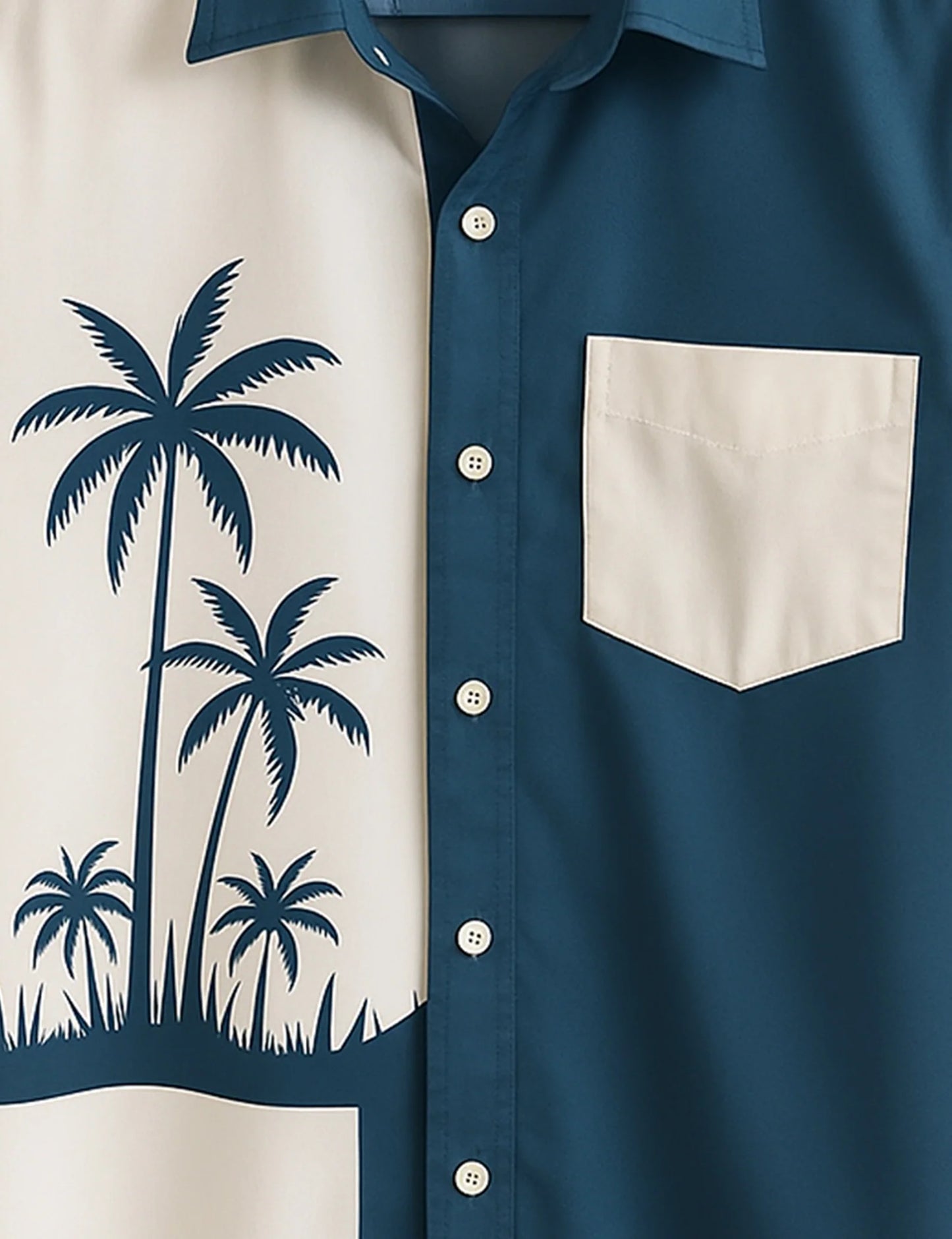 Men's Light Blue Palm Tree – Printed Half Sleeve Shirt
