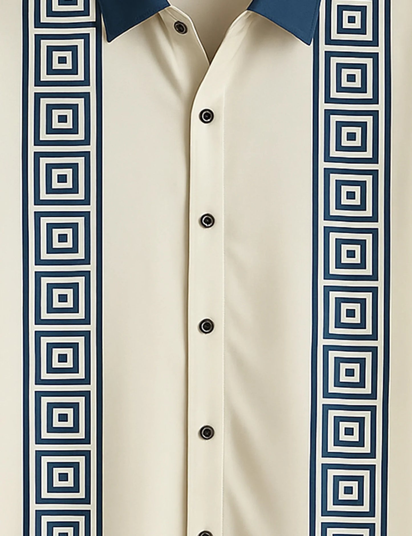 Men's Navy Geometric Stripe – Printed Half Sleeve Shirt