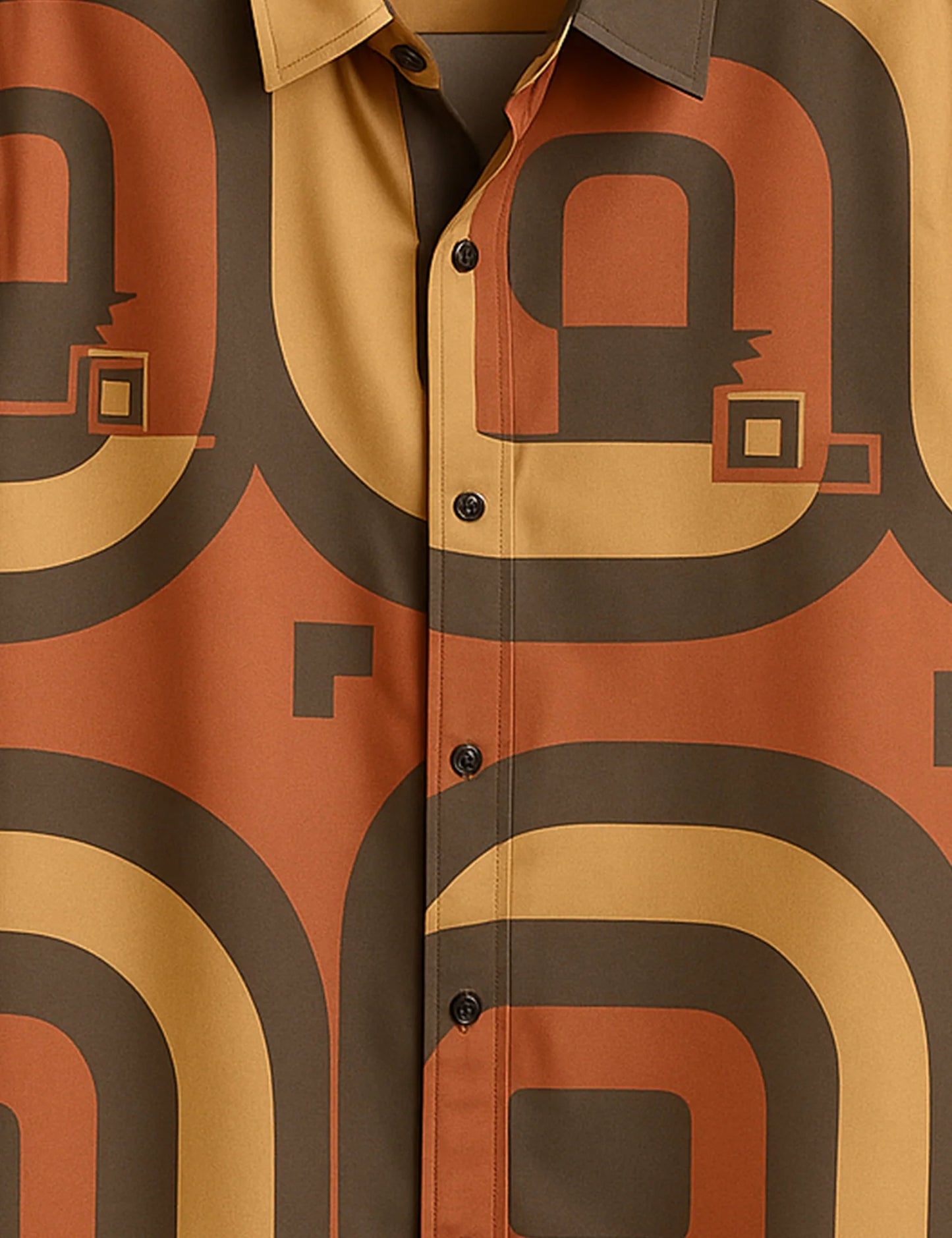 Men's Retro Geometric Wave – Printed Half Sleeve Shirt