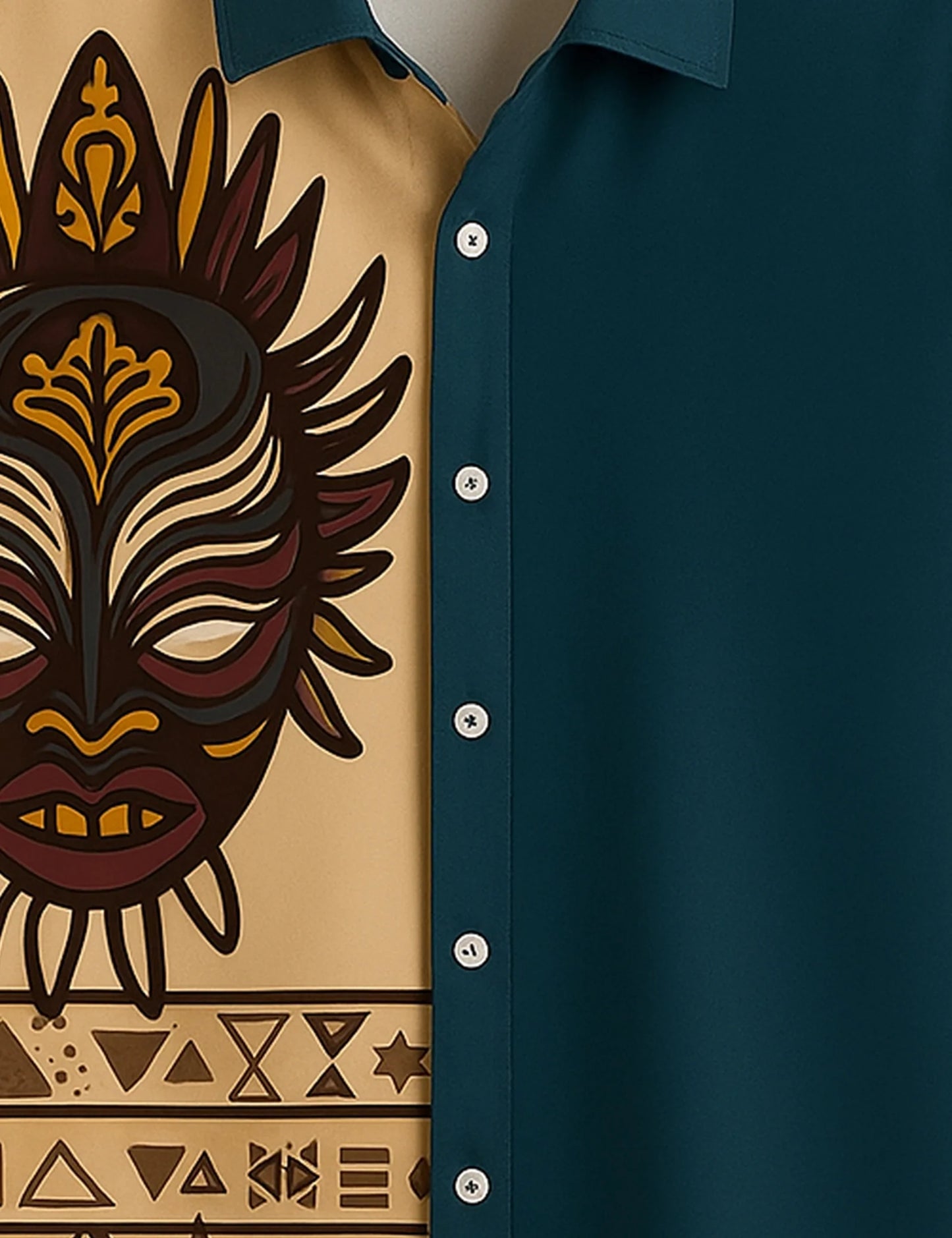 Men's Tribal Mask Graphic – Printed Half Sleeve Shirt