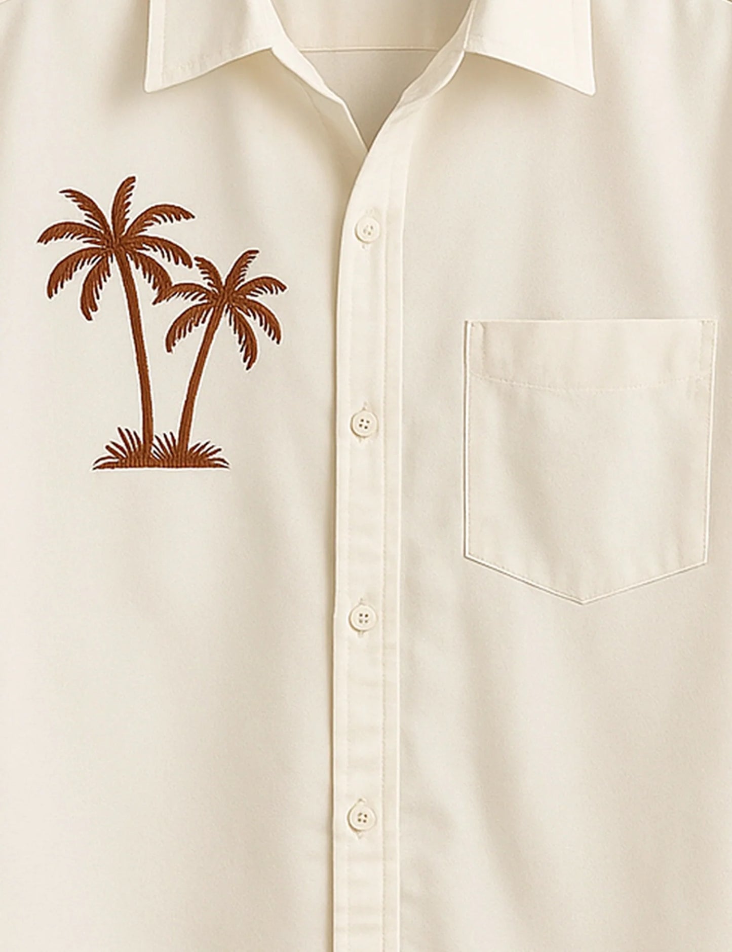 Men's Off White Palm Tree - Printed Half Sleeve Shirt