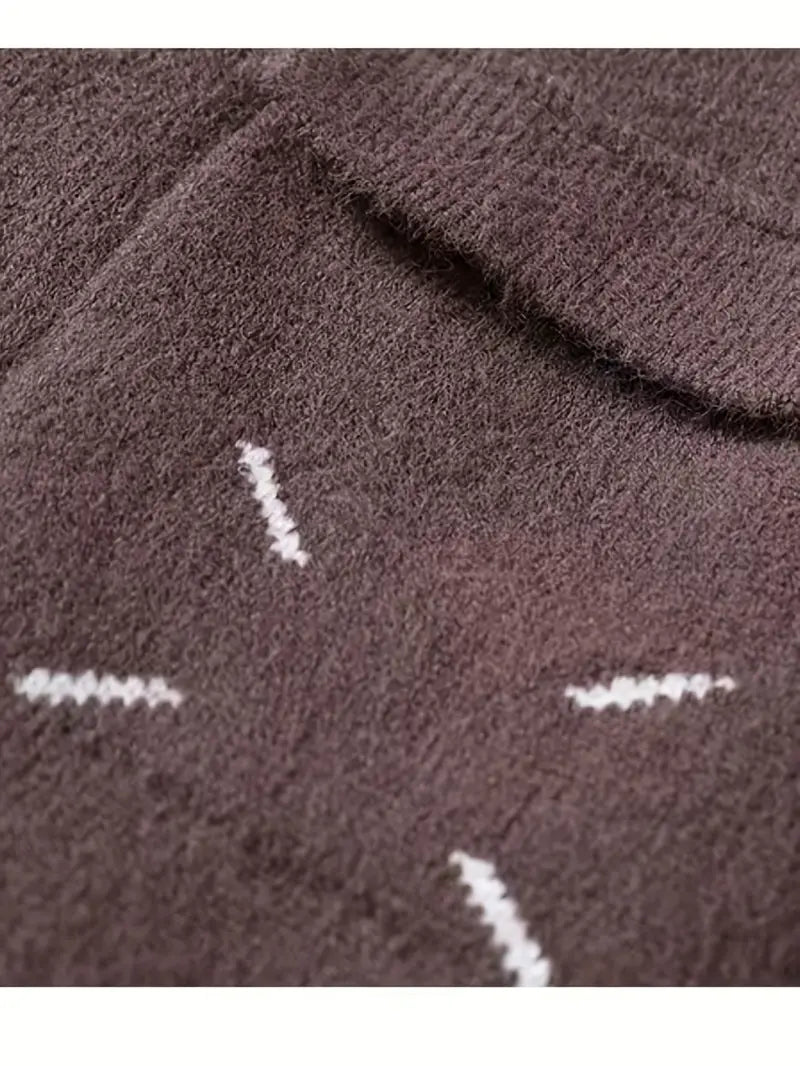 Commisely Color Block Knitted Sweater – Pink & Gray