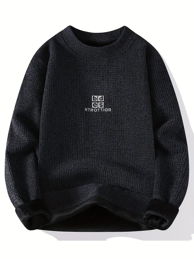 Commisely Minimal Embroidered Knit Sweater – Olive Green