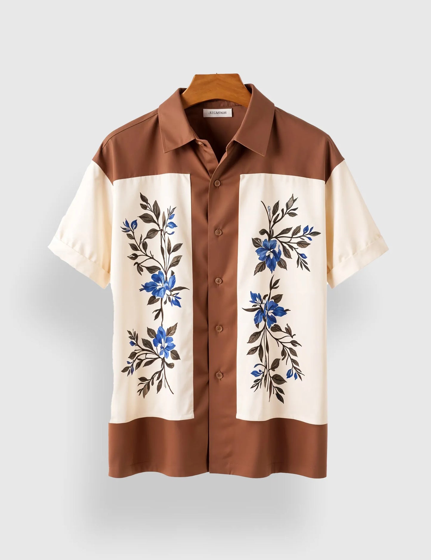Brown Flower Men's Half Sleeves Printed Shirt Exclusive