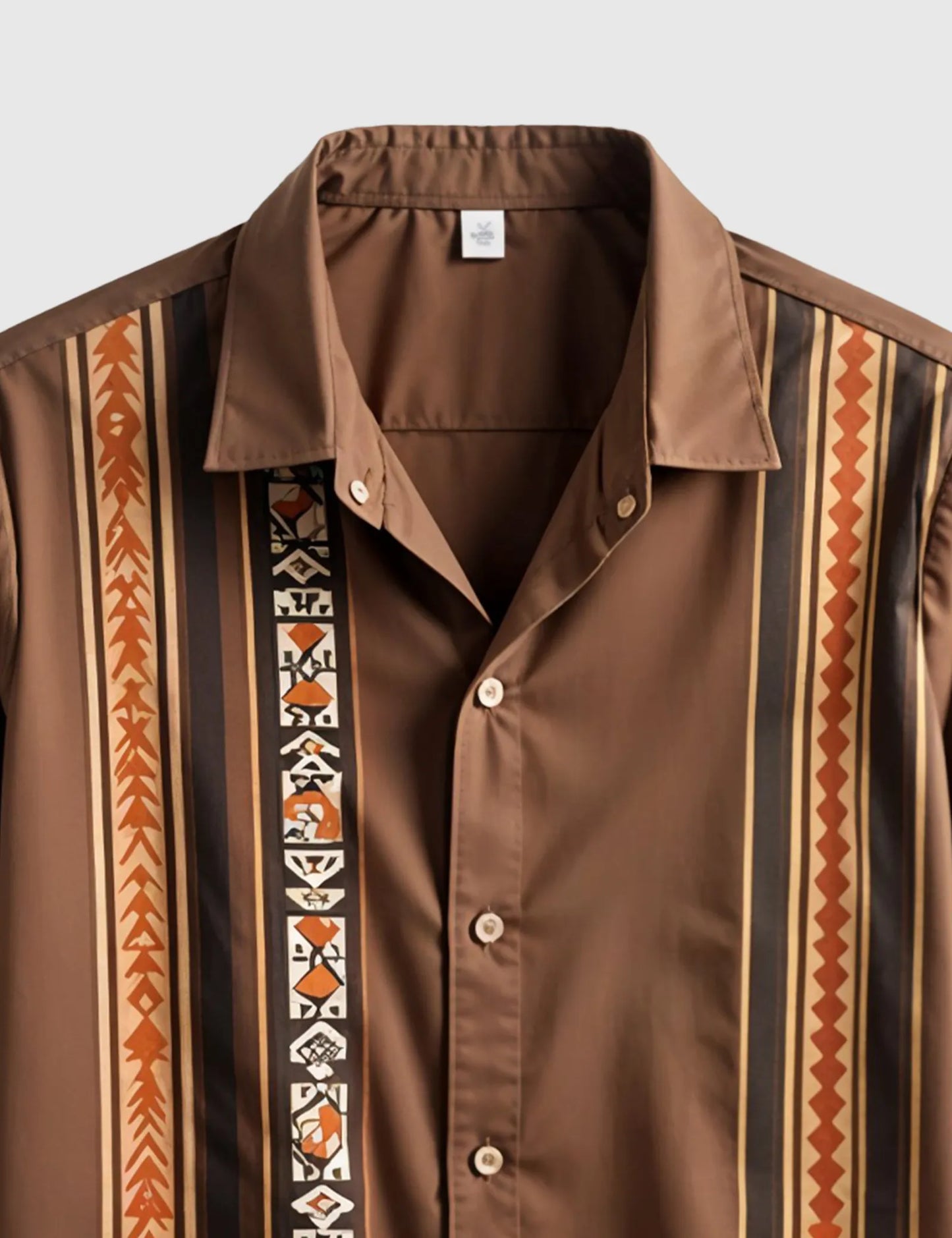 Brown Vertical Line Men's Half Sleeves Printed Shirt Exclusive