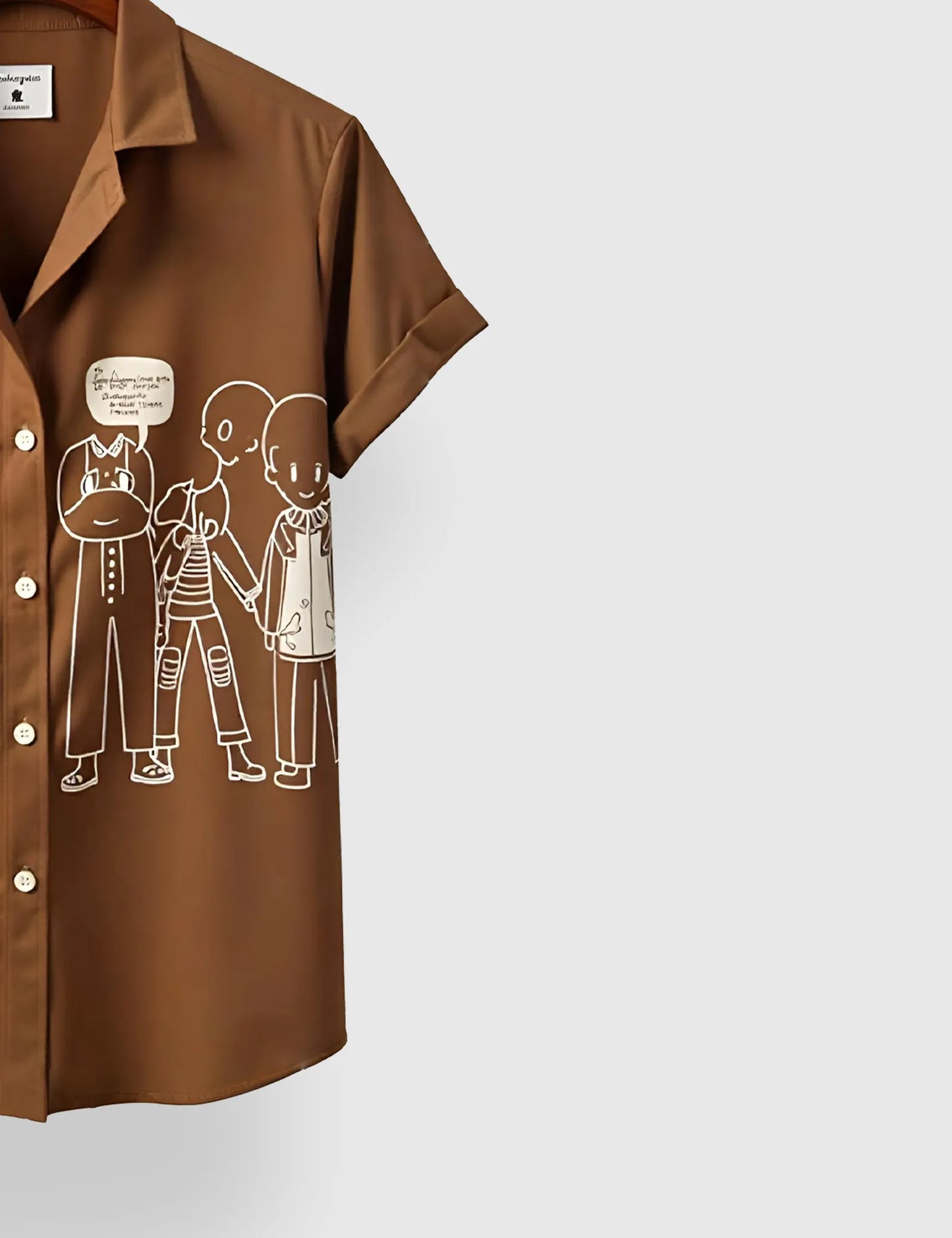 Brown White Outline Men's Half Sleeves Printed Shirt Exclusive