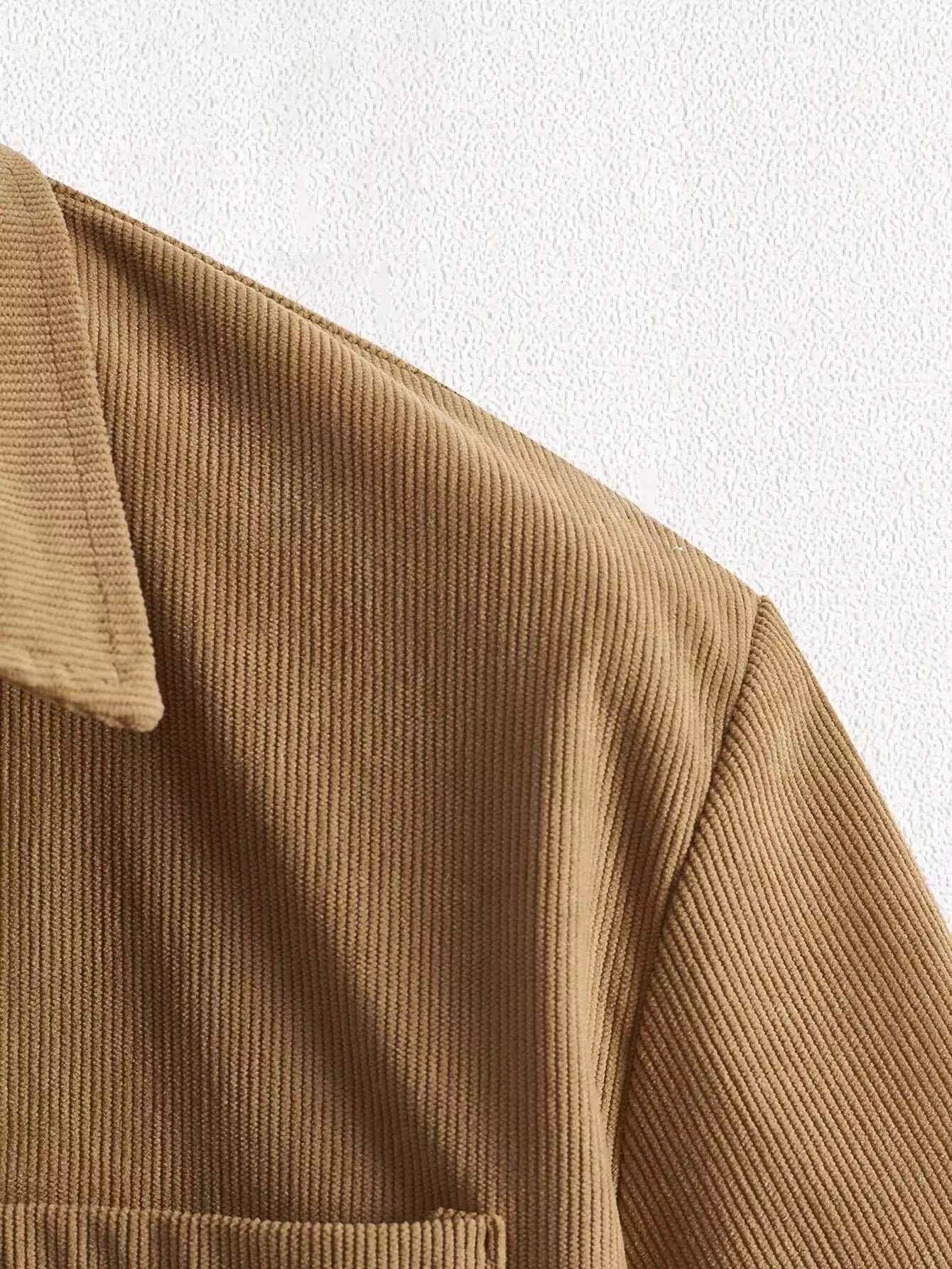 CORDS BROWN POCKET Design Mens Half Sleeves Premium Cords Cotton Material
