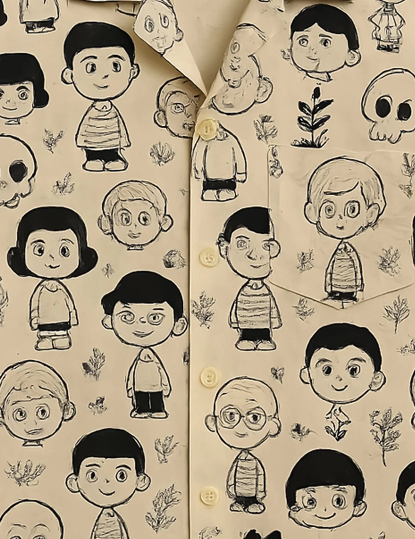 Cartoon Printed Tailored Touch Cotton Shirt for Men