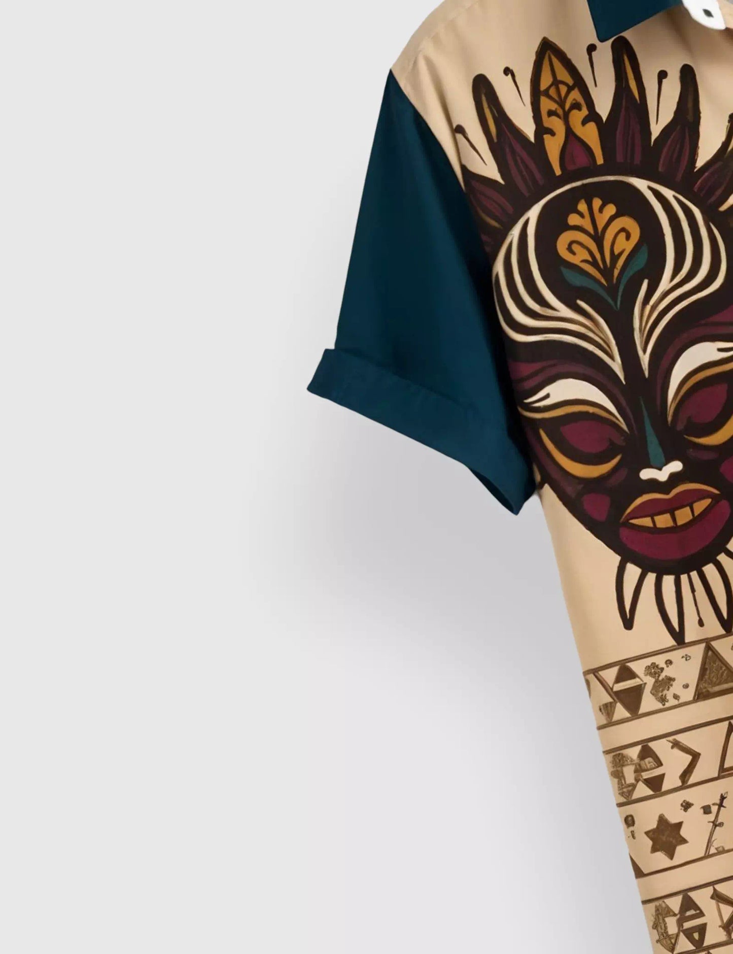 Cream Facemask Designer Men's Half Sleeves Printed Shirt Exclusive