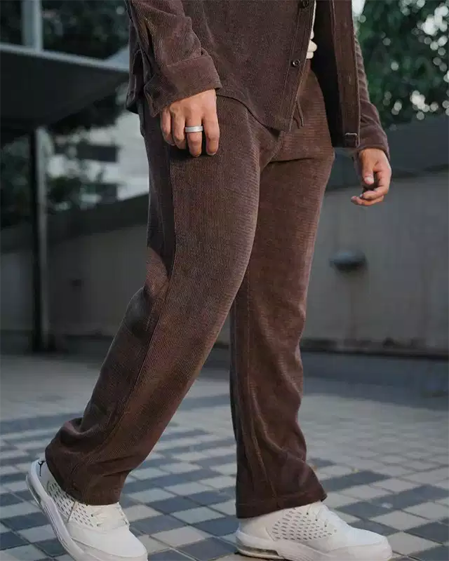 Brown Color Luxury Korean Style Full Co-Ord Set Trouser and Shirt