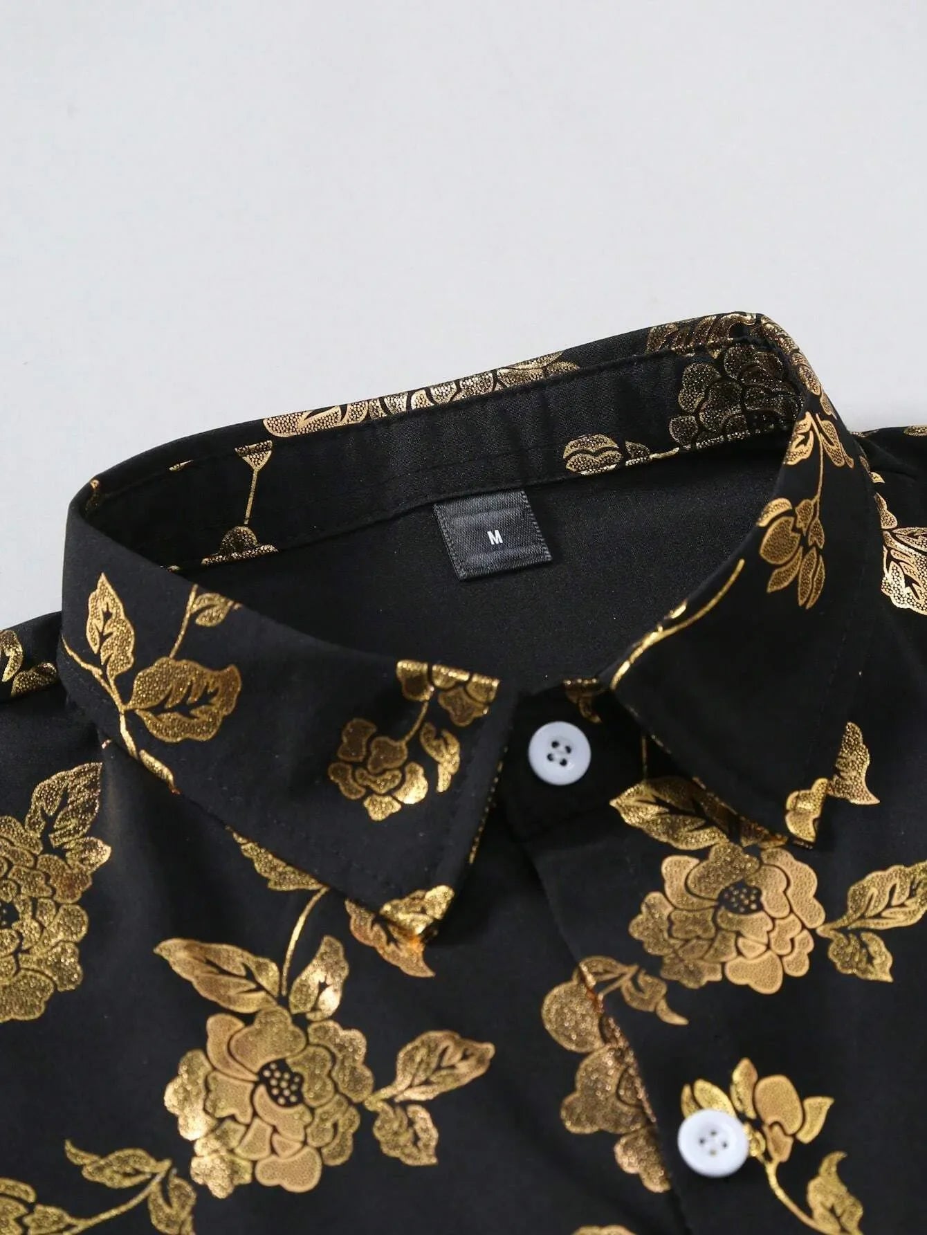 Men's Gold Floral Print Shirt Relaxed Printed Casualwear