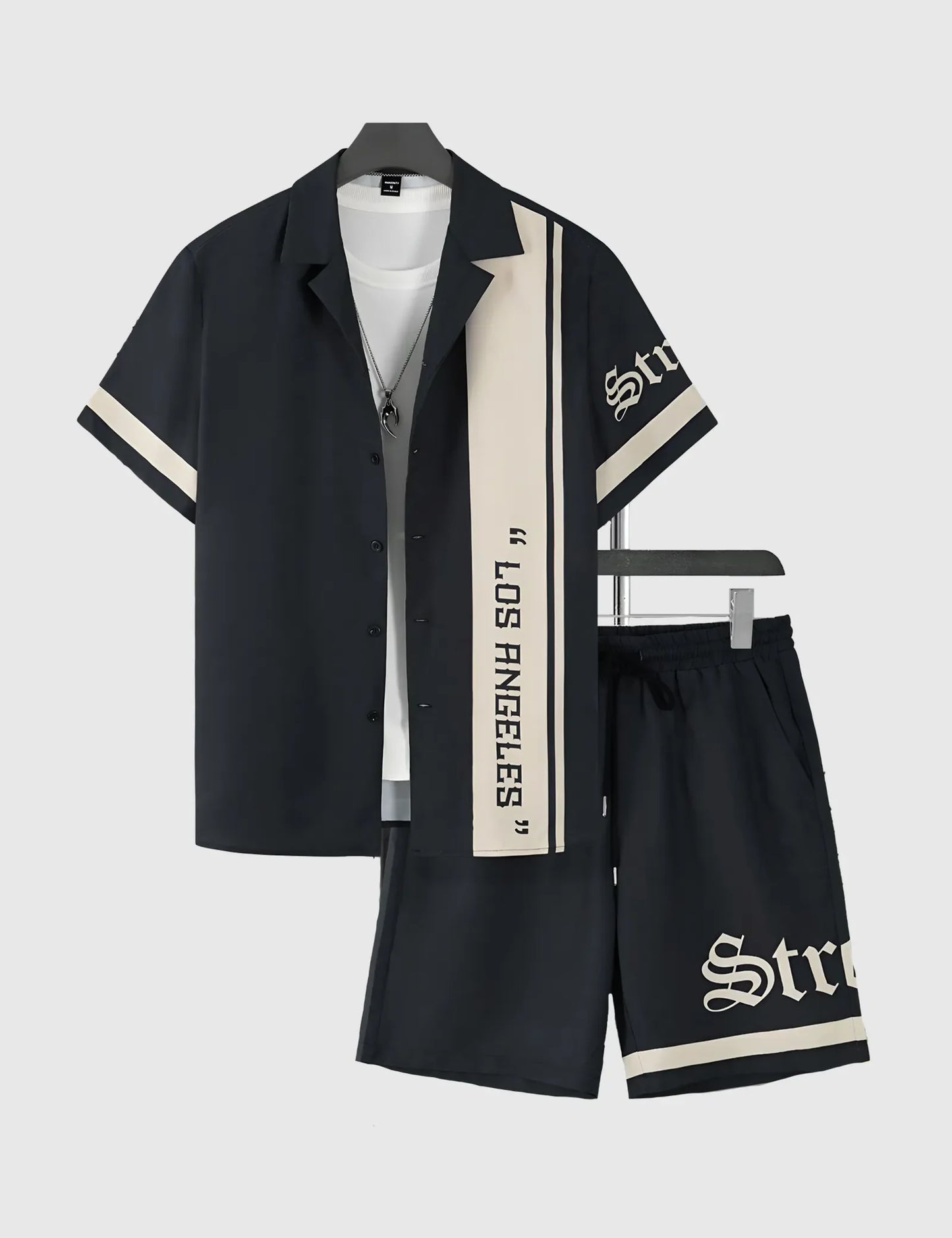 Men’s Los Angeles Text Graphic Print Shirt and Shorts Co-ord Set