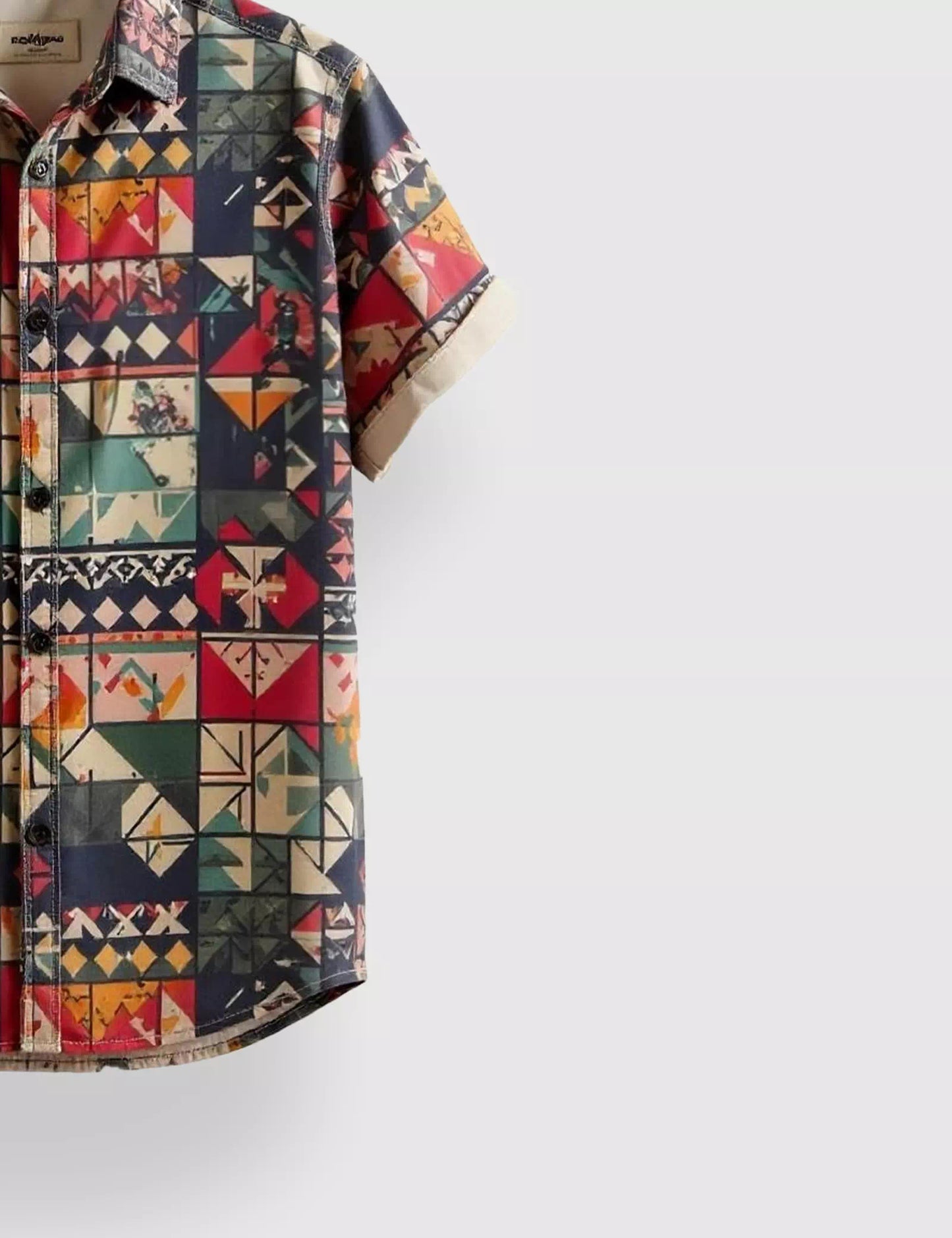 Multicolor Geomatric Designer Men's Half Sleeves Printed Shirt Exclusive