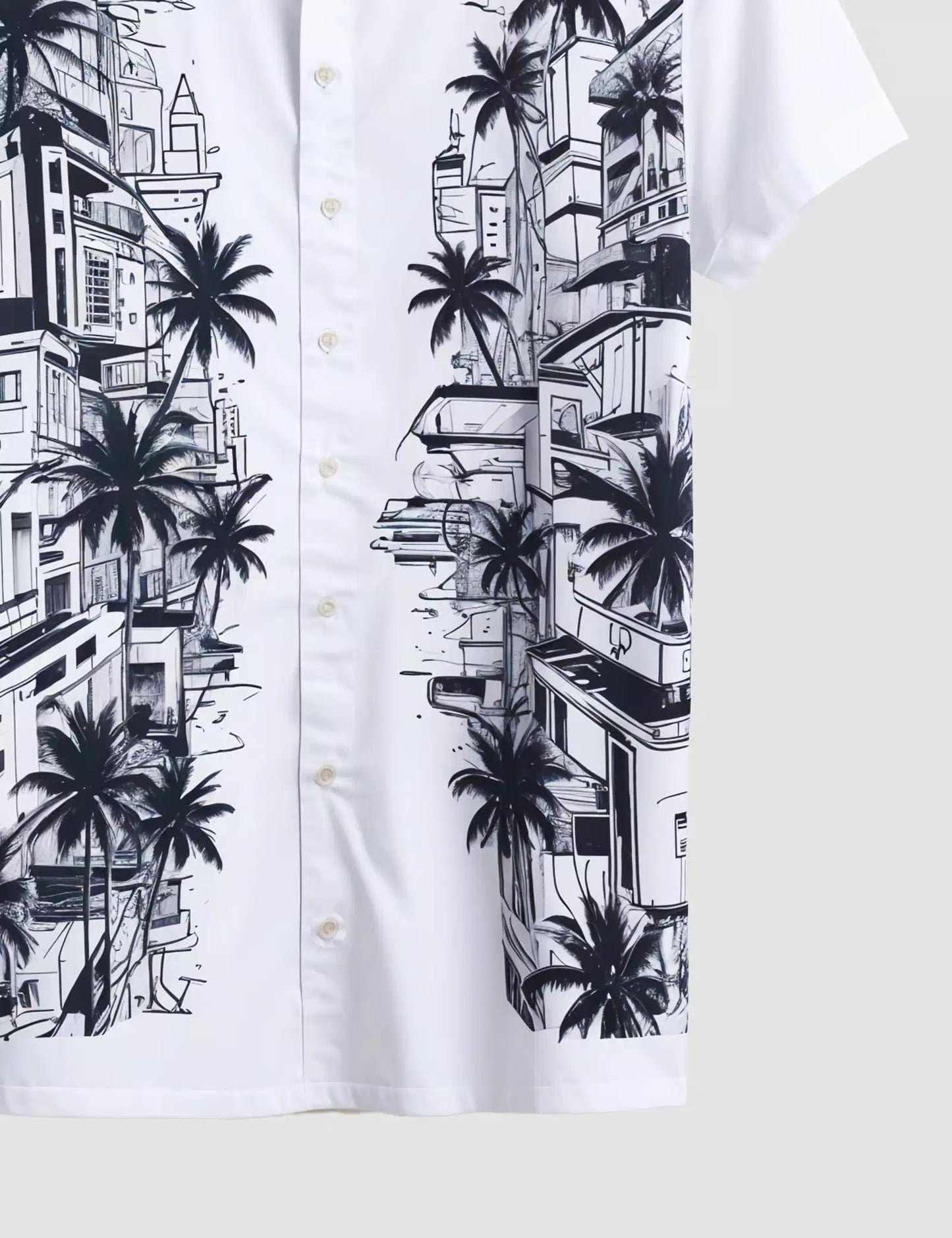 White Tree City Printed Designer Men's Half Sleeves Printed Shirt Exclusive Super Sale
