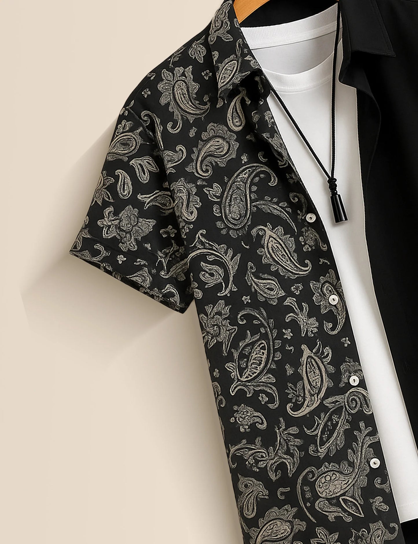 Men's Paisley and Solid Split – Printed Half Sleeve Shirt