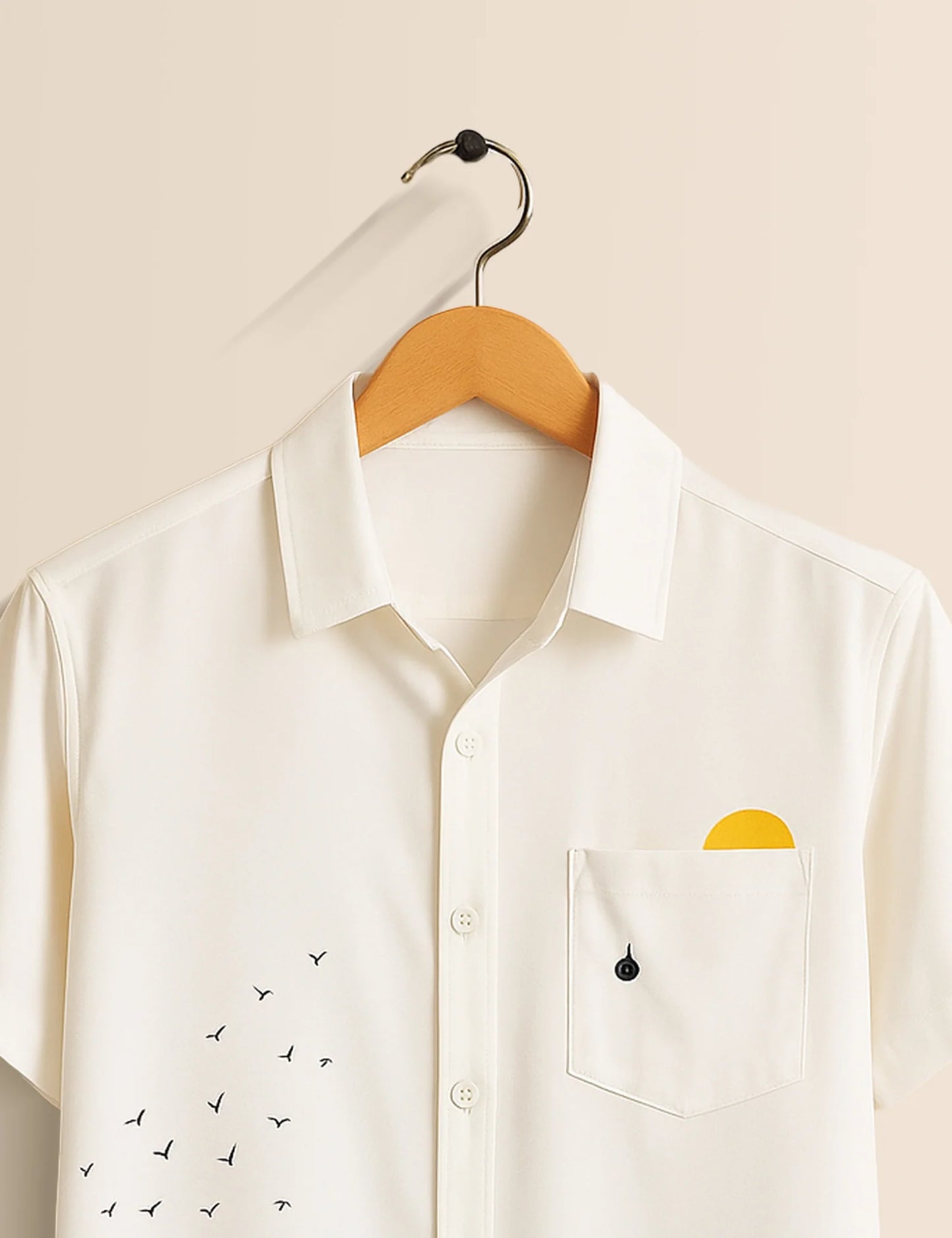 Men's White Ocean Wave Coastal Vibes - Printed Half Sleeve Shirt