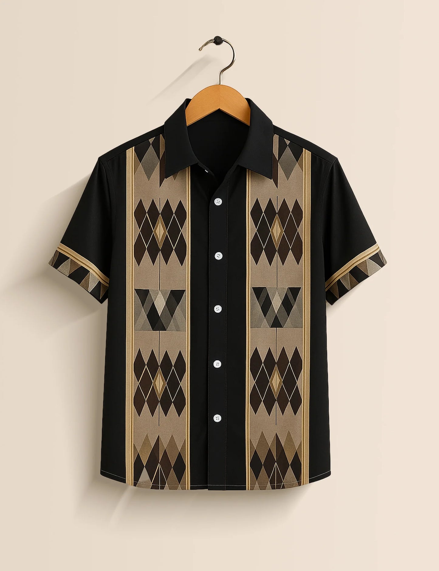 Men's Black Heritage Lines – Printed Half Sleeve Shirt