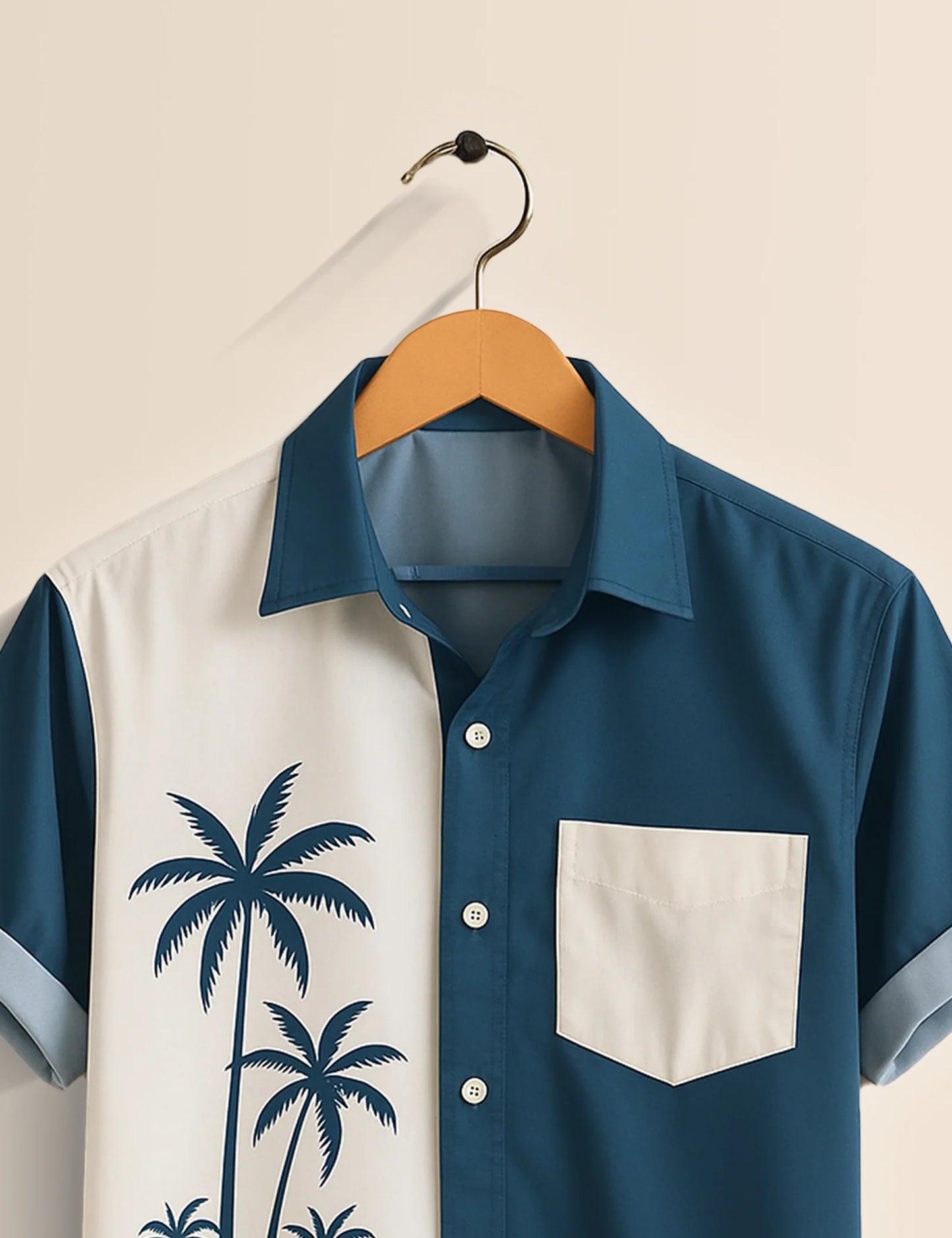 Men's Light Blue Palm Tree – Printed Half Sleeve Shirt