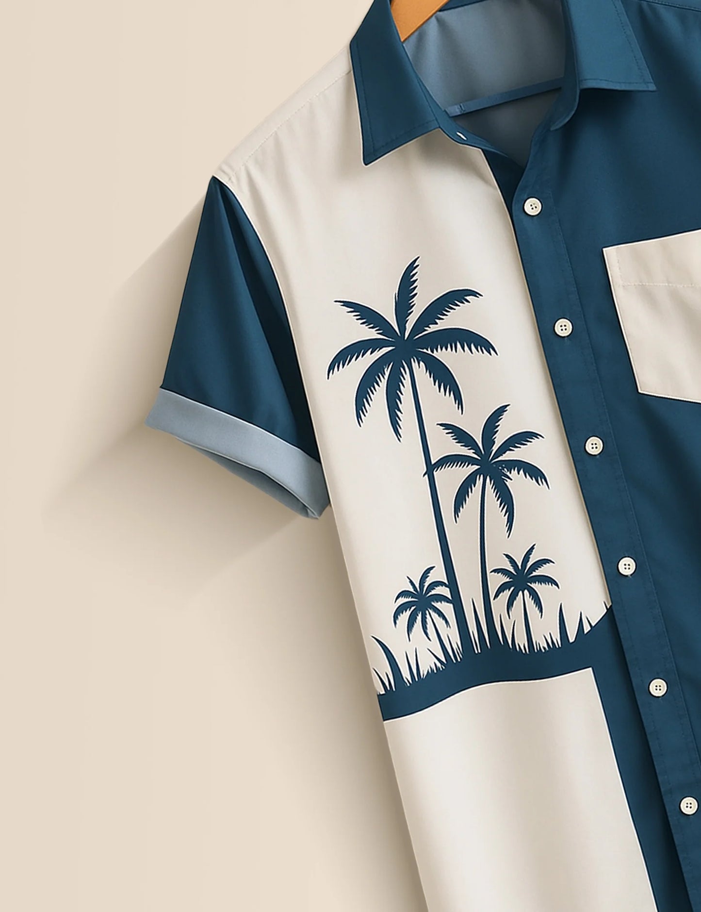 Men's Light Blue Palm Tree – Printed Half Sleeve Shirt
