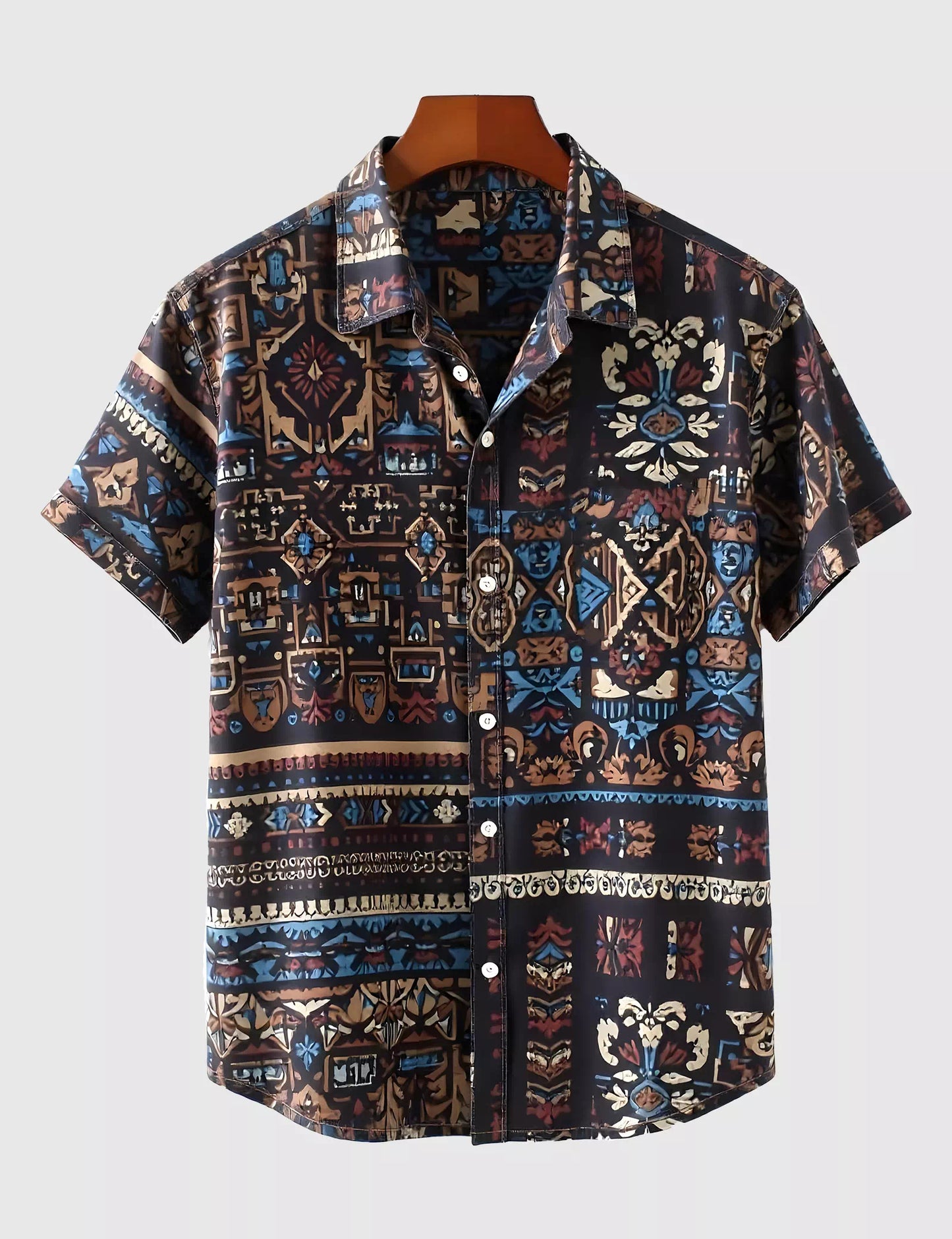 Brown Mandala Designer Men's Half Sleeves Printed Shirt Exclusive