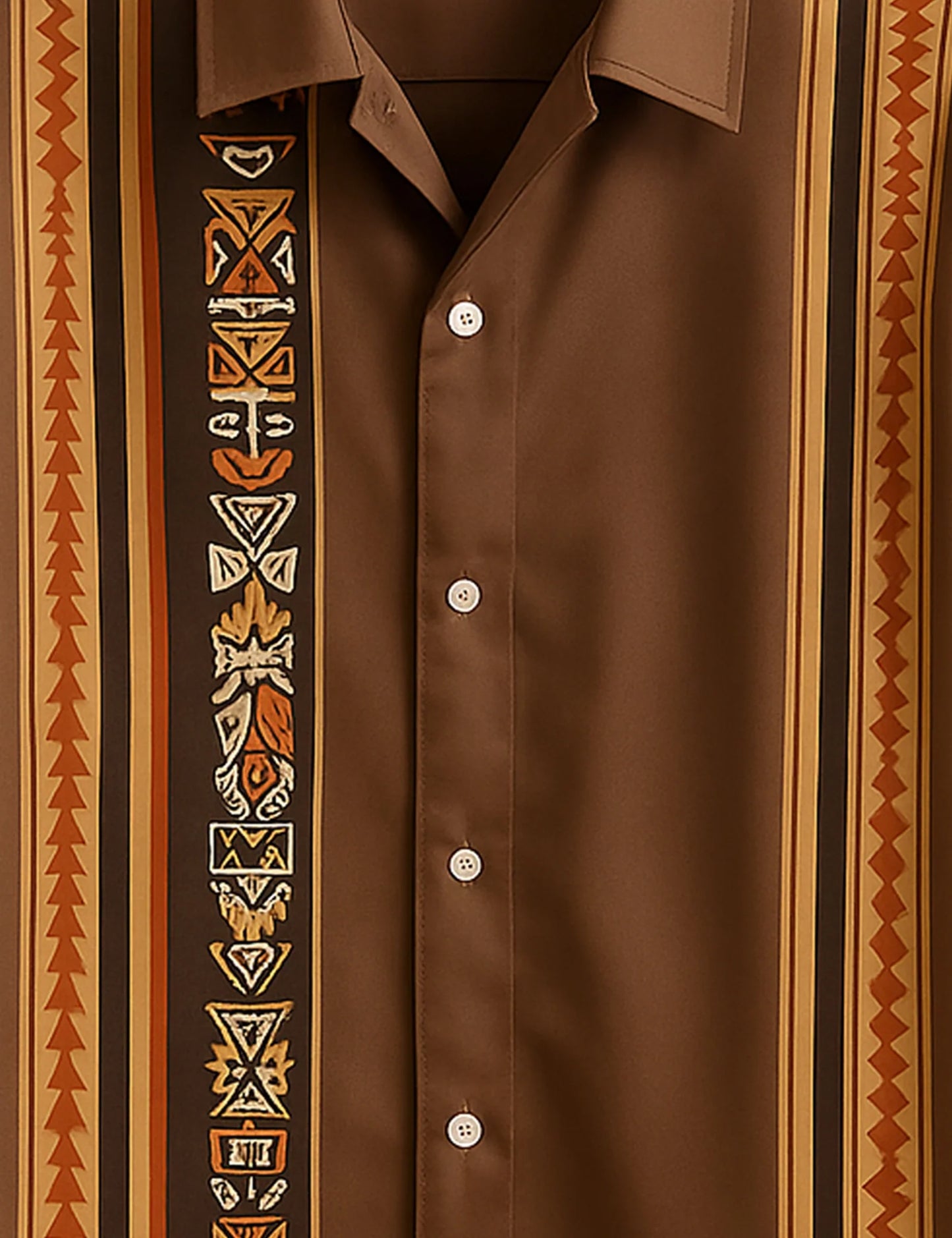 Men's Brown Tribal Ethnic Vibe Stripe - Printed Half Sleeve Shirt