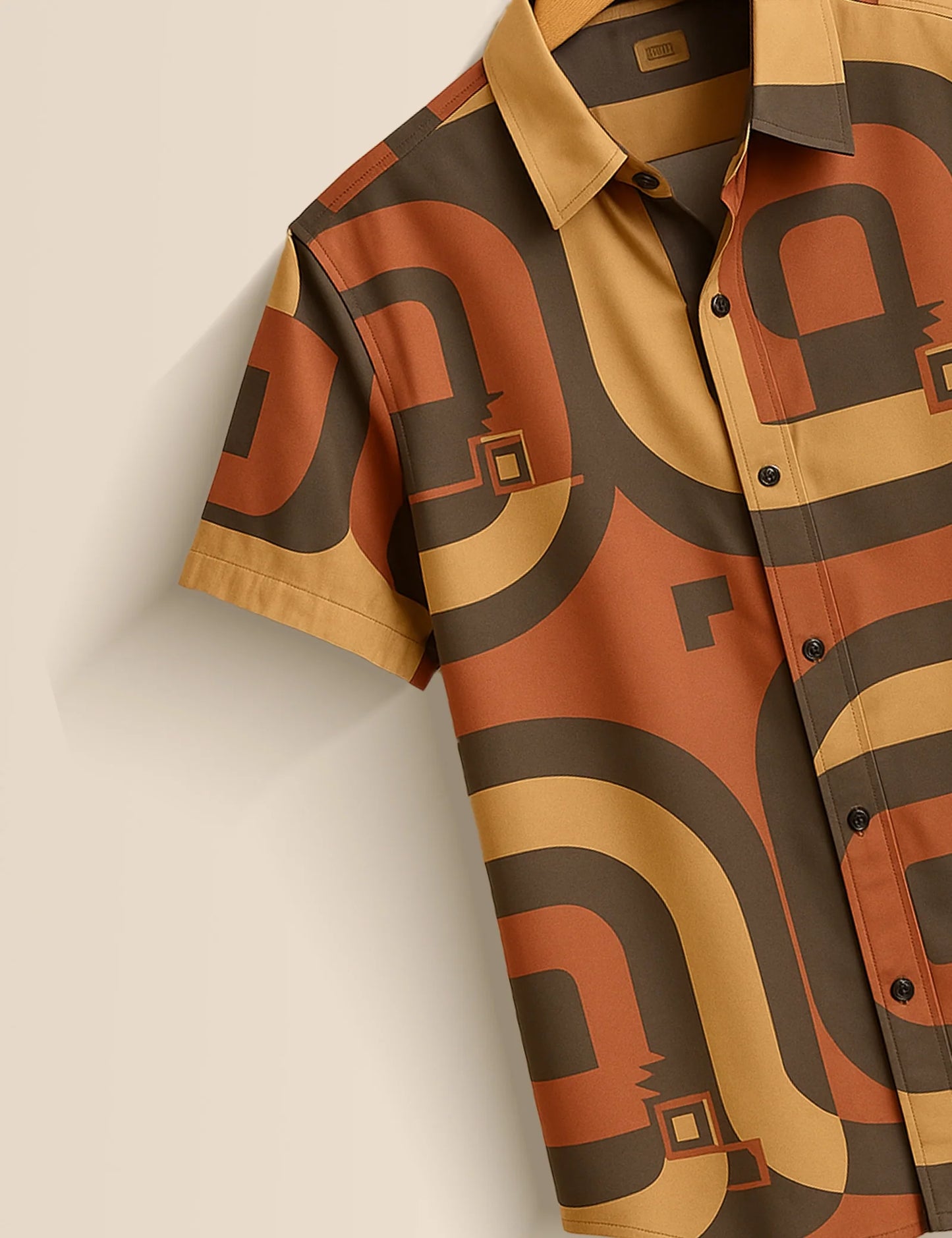 Men's Retro Geometric Wave – Printed Half Sleeve Shirt