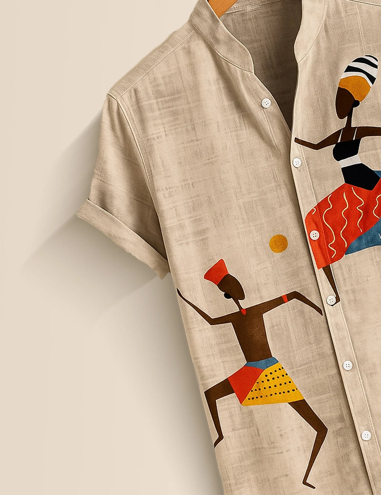 Men's Khaki Ethnic Dancer Graphic - Printed Half Sleeve Shirt