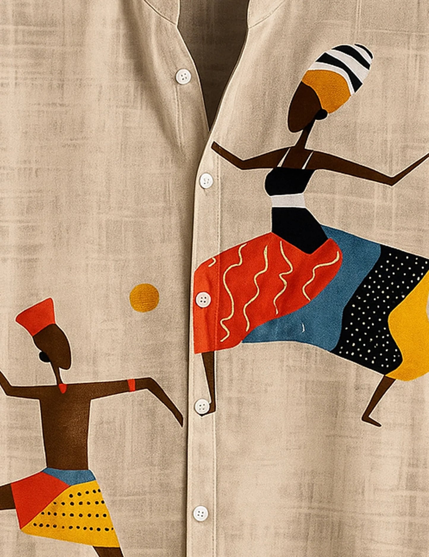 Men's Khaki Ethnic Dancer Graphic - Printed Half Sleeve Shirt