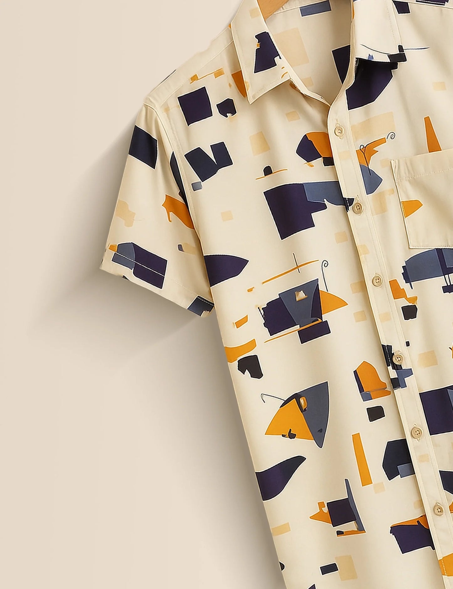 Men's Light Abstract Geometric Print – Printed Half Sleeve Shirt