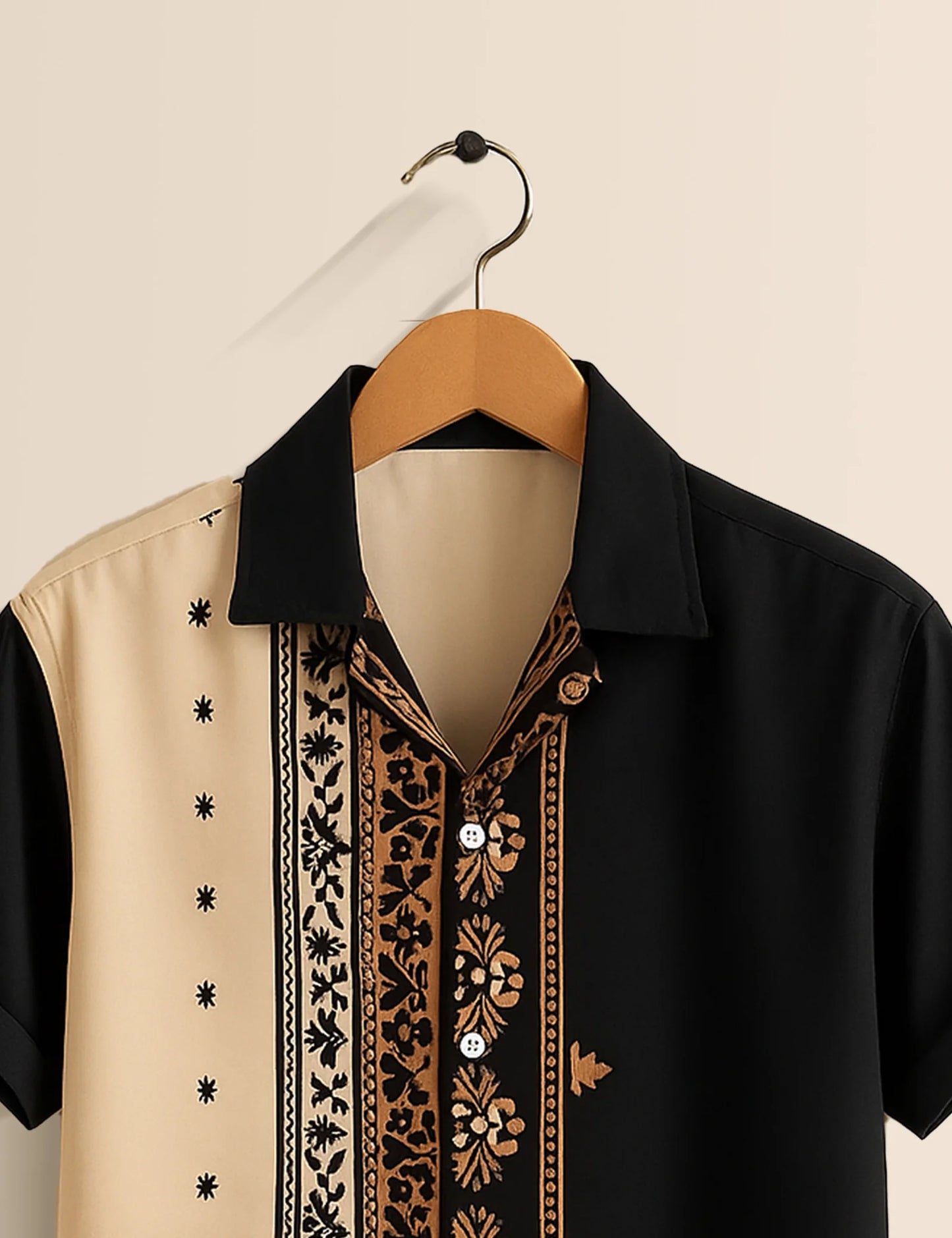 Men's Ornate Tribal Contrast – Printed Half Sleeve Shirt