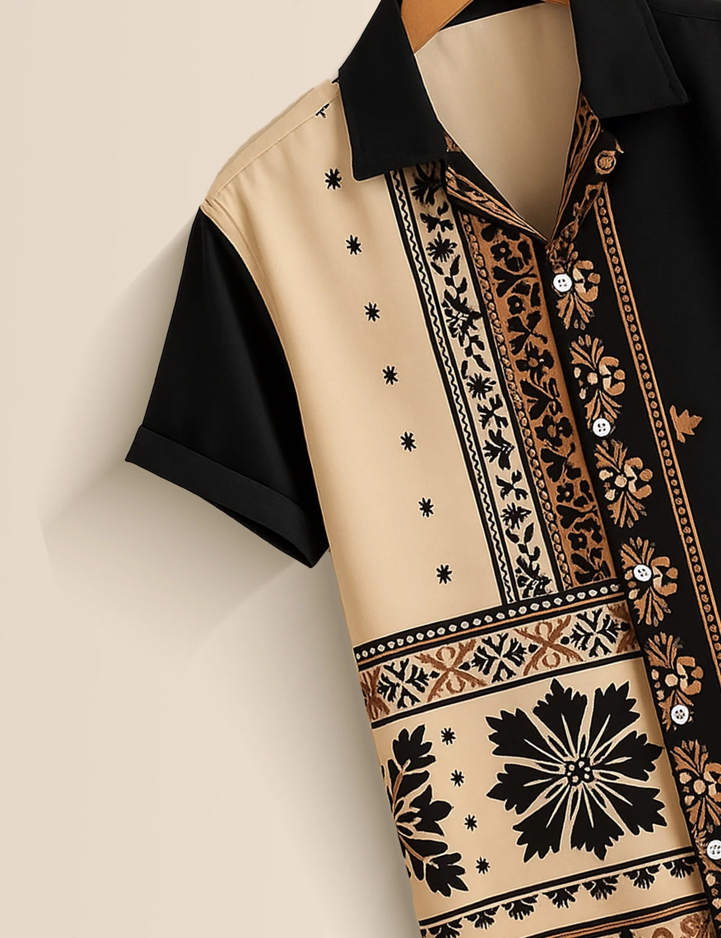 Men's Ornate Tribal Contrast – Printed Half Sleeve Shirt