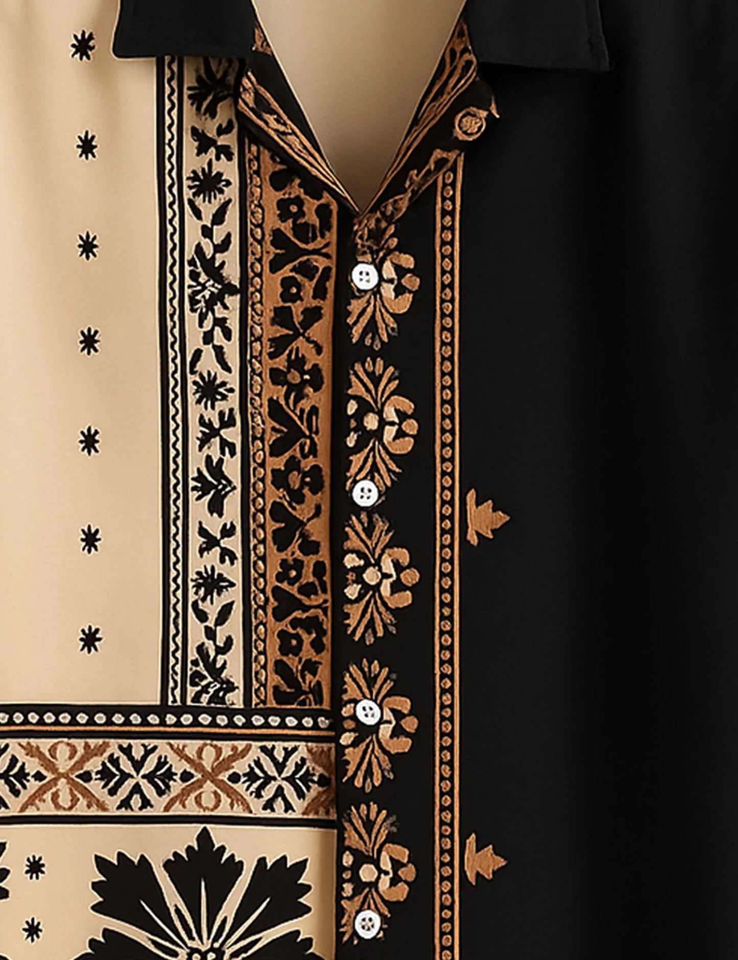 Men's Ornate Tribal Contrast – Printed Half Sleeve Shirt