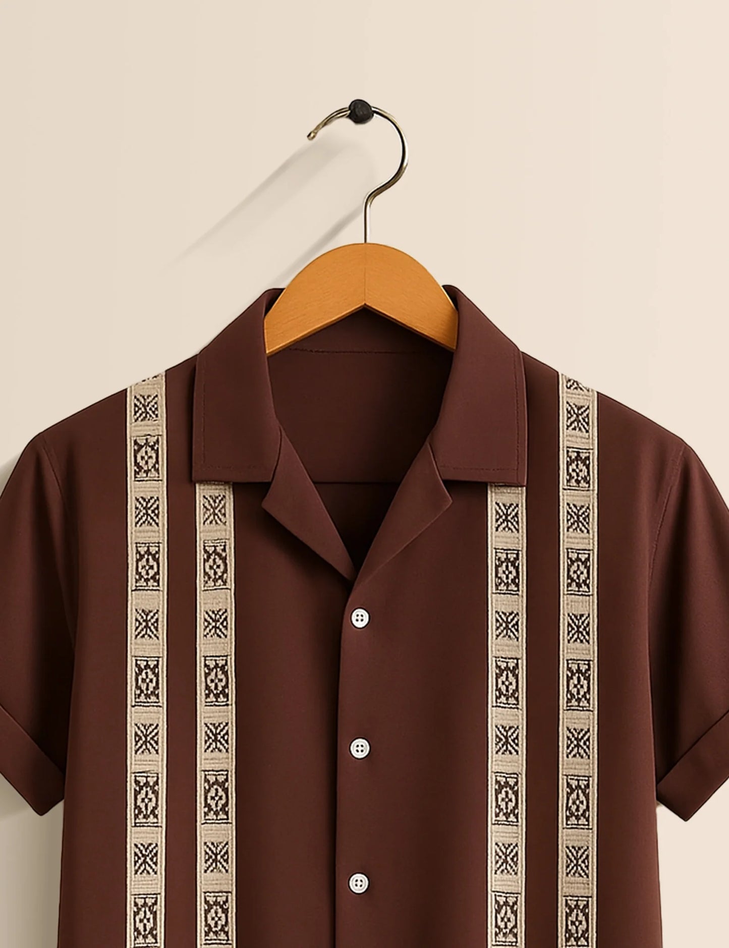 Men's Maroon Tribal Stripe – Printed Half Sleeve Shirt