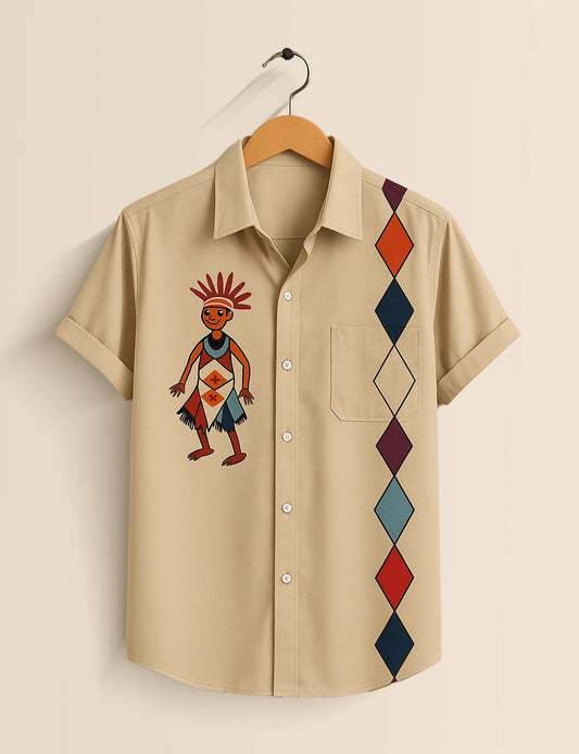 Men's Tribal Dancer Graphic – Printed Half Sleeve Shirt
