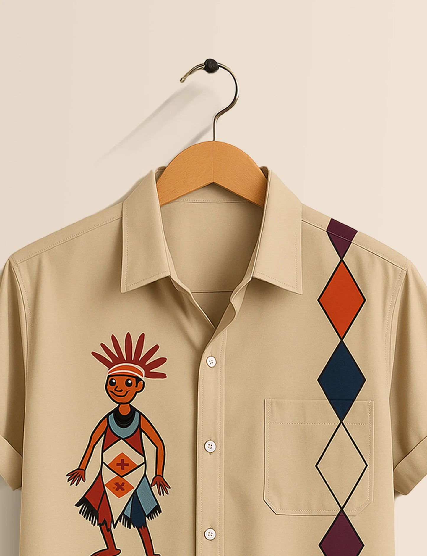 Men's Tribal Dancer Graphic – Printed Half Sleeve Shirt