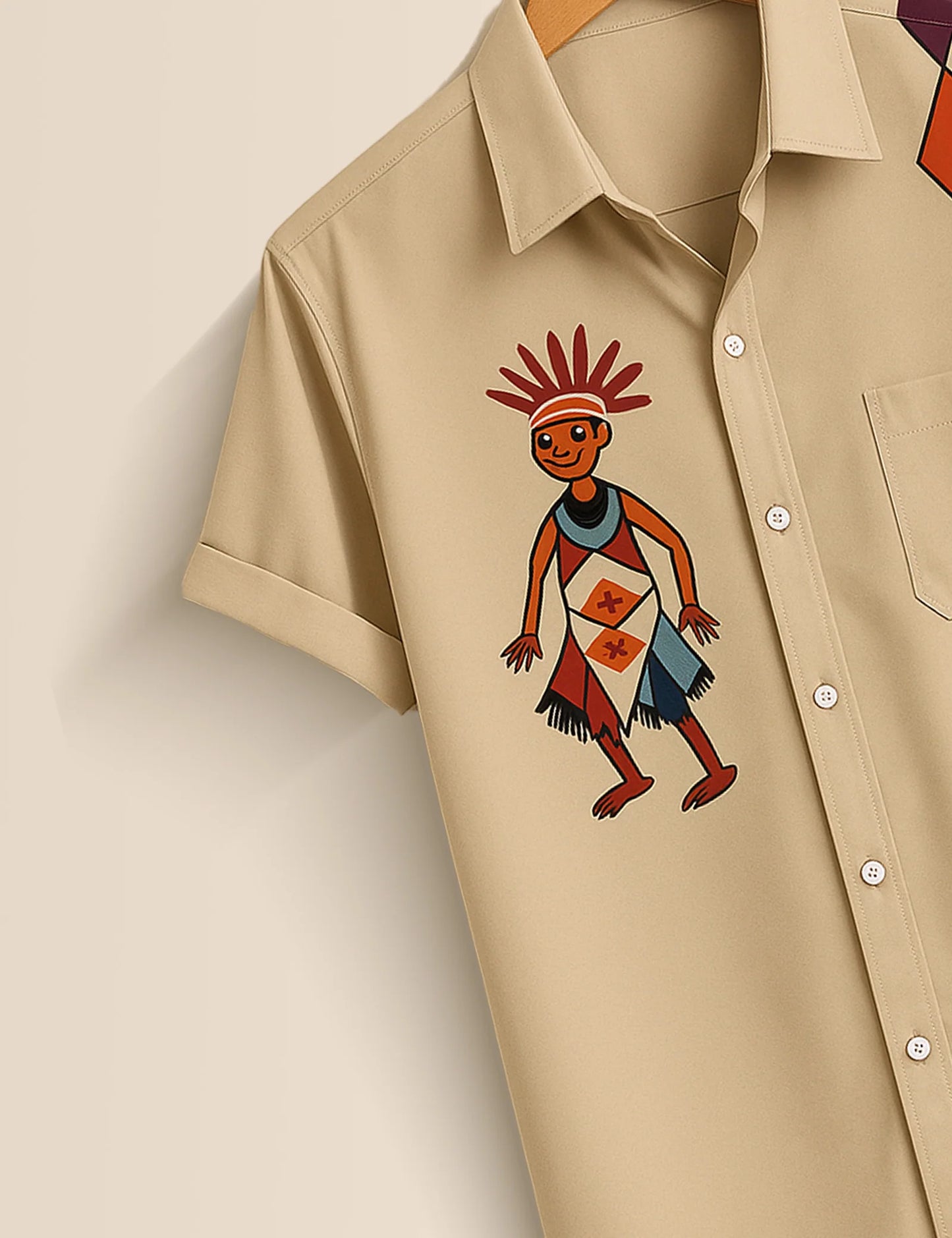 Men's Tribal Dancer Graphic – Printed Half Sleeve Shirt