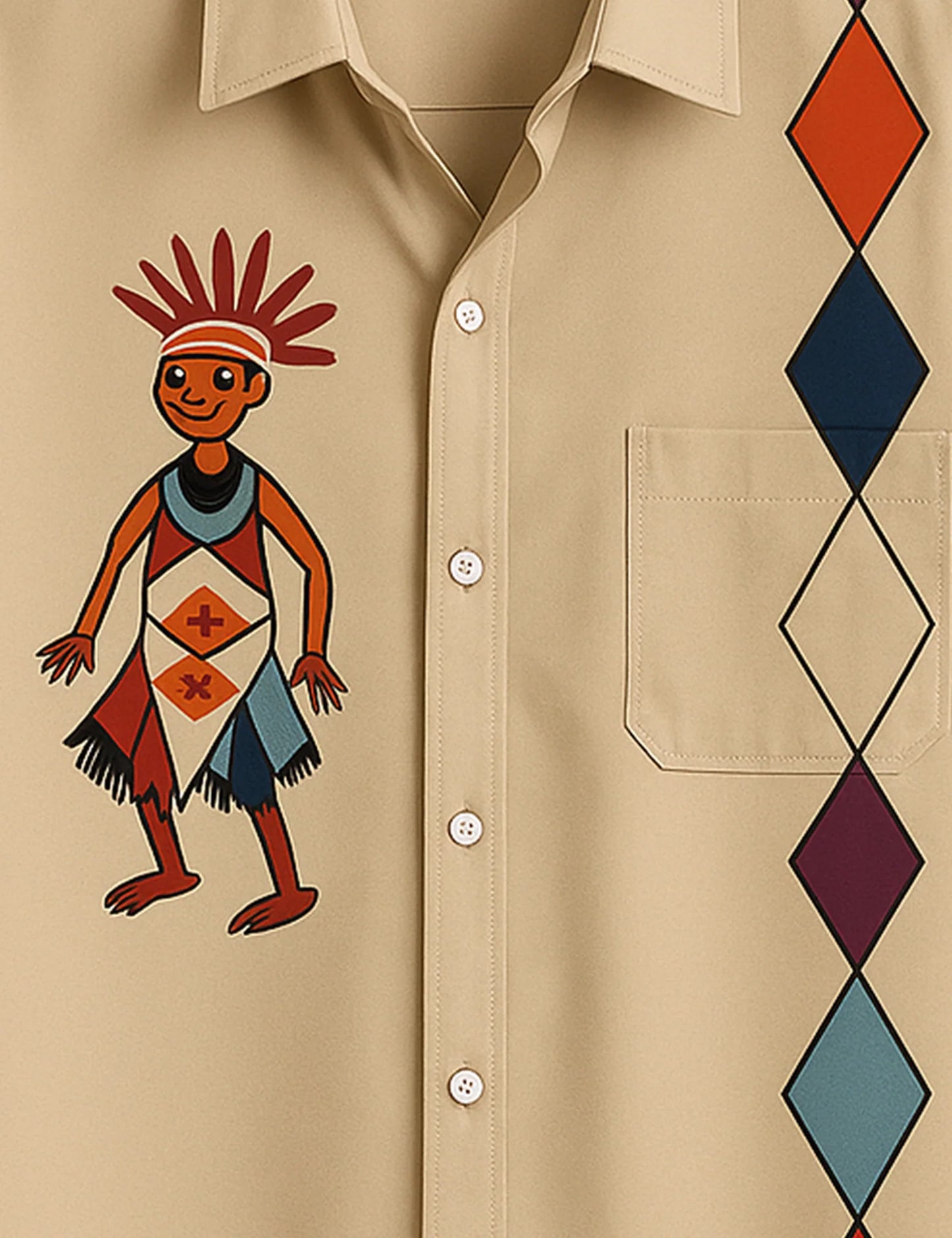 Men's Tribal Dancer Graphic – Printed Half Sleeve Shirt