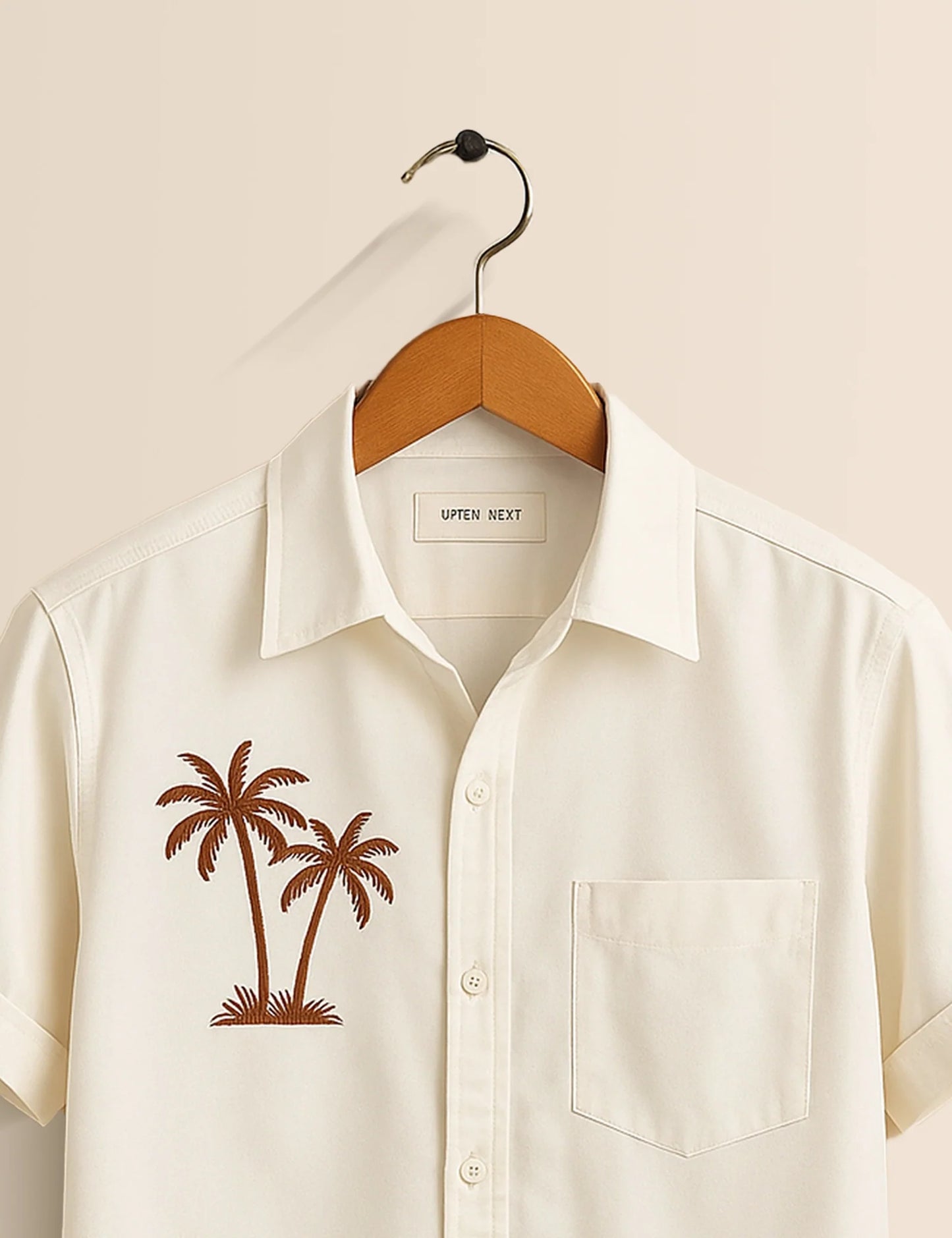 Men's Off White Palm Tree - Printed Half Sleeve Shirt