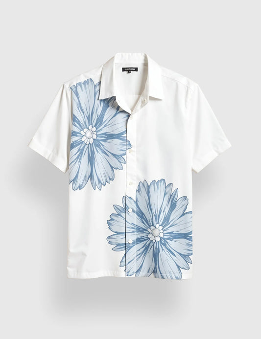 Two Blue Flower Men's Half Sleeves Printed Shirt Exclusive